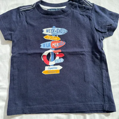 T-shirt marine week end à la mer 6 mois